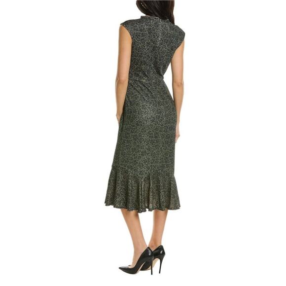 Hutch Women Kari Midi Dress Sz. Med Green Cheetah Print Slinky Sexy Sleeveless - Picture 2 of 12